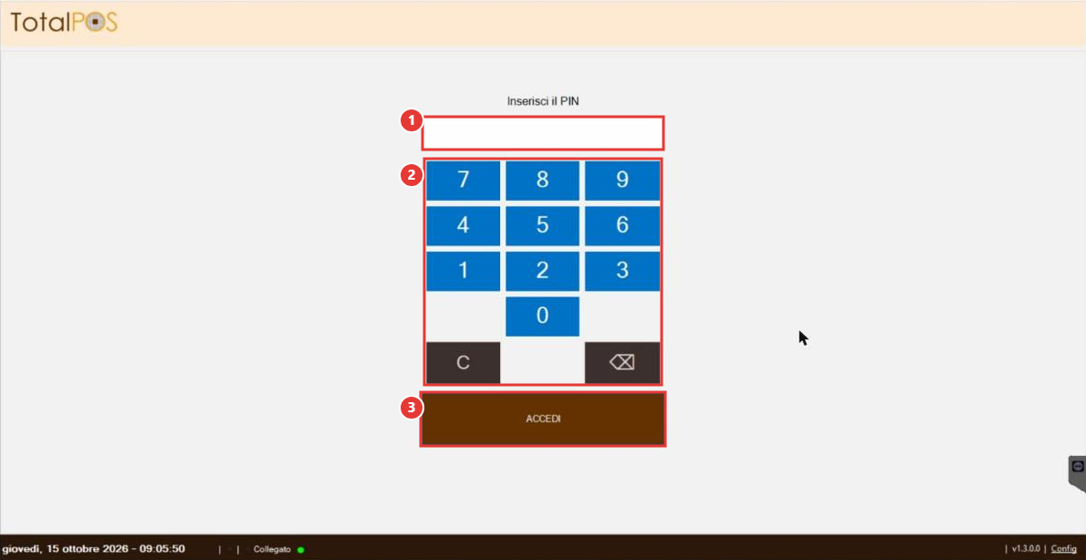 Schermata di accesso con PIN