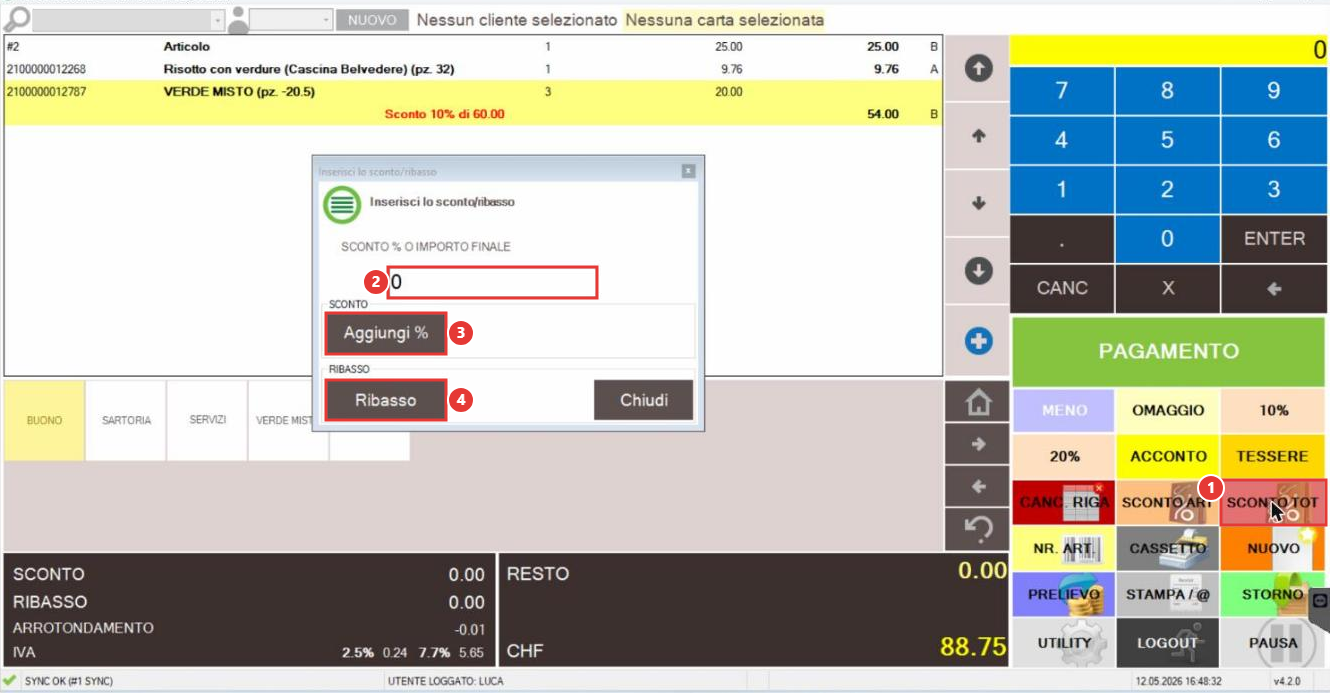 Sconto sul totale