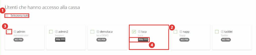 Utenti cassa